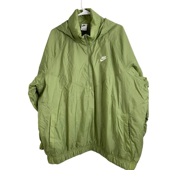 Nike Mens XL Nike Green Pullover Windbreaker Perf LIned Breathable Hood 7048 - Picture 5 of 14